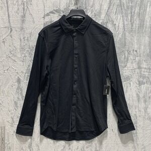 Alfani‎ Men's Button Up Shirt Long Sleeve Supima Cotton XXL Black